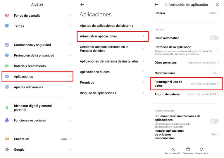 Restringir Internet a Aplicaciones