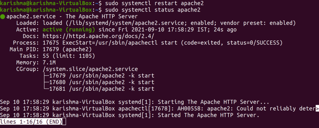 Restart Apache